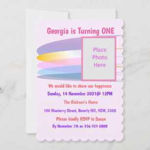 Invitación de cumpleaños de color rosa 1