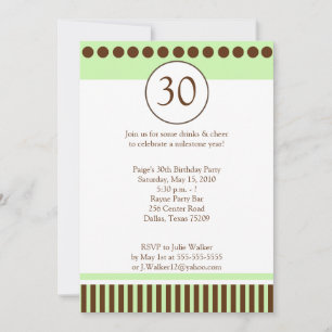 Invitación de cumpleaños de color verde y marrón m