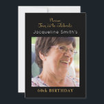 Invitación de cumpleaños de color y oro<br><div class="desc">Para una elegante celebración de cumpleaños de cualquier edad. Un tipo de letra y una plantilla de fotos elegantes en blanco y negro y dorado. Personalice y agregue un nombre y detalles del fiesta.</div>