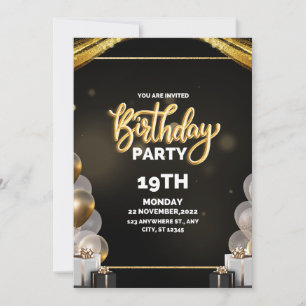 Invitación de cumpleaños de color y oro