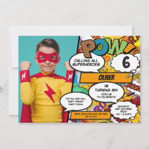 Invitación de Cumpleaños de Cómic de Superhéroe