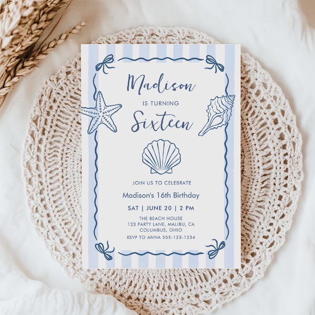 Invitación de cumpleaños de concha dibujada a mano (Subido por el creador)