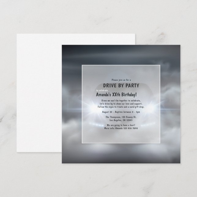 Invitación de cumpleaños de conducción nocturna (Anverso / Reverso)