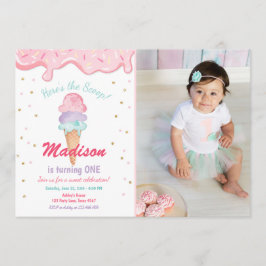 Invitación de cumpleaños de Cone Confetti con crem