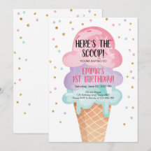 Invitación de cumpleaños de Cone Confetti con crem