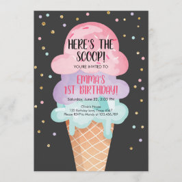 Invitación de cumpleaños de Cone Confetti con crem