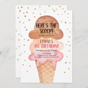 Invitación de cumpleaños de Cone Confetti con hela