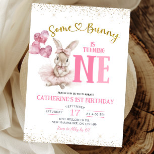 Invitación de cumpleaños de conejita bailarina flo