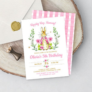 Invitación de cumpleaños de conejita de Pascua