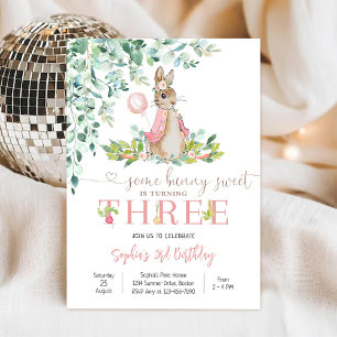 Invitación de cumpleaños de conejita para niña