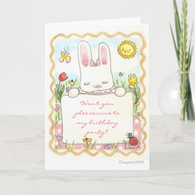 invitación de cumpleaños de conejito (Anverso)