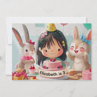 Invitación de Cumpleaños de Conejito Adorable para