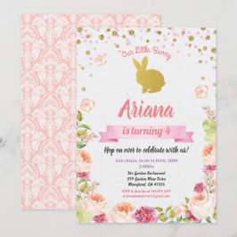 invitación de cumpleaños de conejito de Pascua par