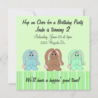 Invitación de cumpleaños de conejito dulce