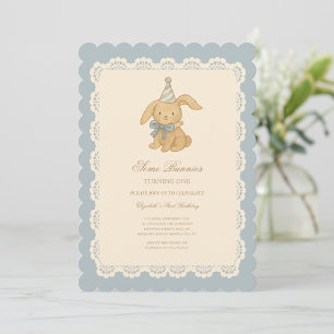 Invitación de cumpleaños de conejito lindo vintage