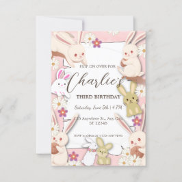 Invitación de cumpleaños de conejito para niño