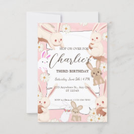 Invitación de cumpleaños de conejito para niño