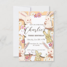 Invitación de cumpleaños de conejito para niño