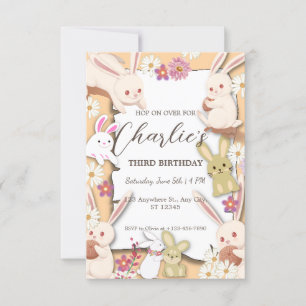 Invitación de cumpleaños de conejito para niño