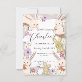 Invitación de cumpleaños de conejito para niño