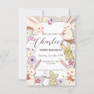 Invitación de cumpleaños de conejito para niño