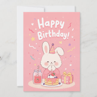 Invitación de Cumpleaños de Conejito Rosa Adorable