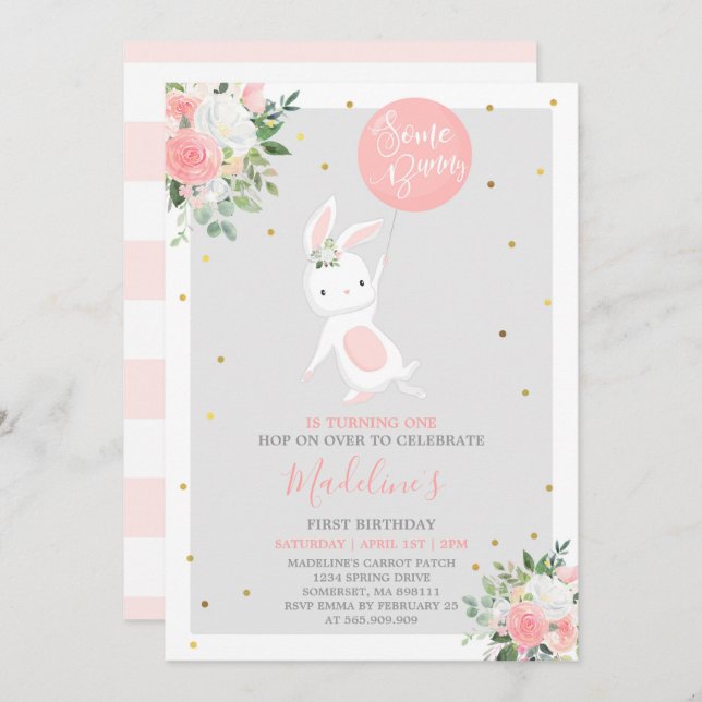Invitación de cumpleaños de conejo algunos cumplea