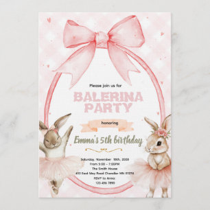 Invitación de cumpleaños de conejo bailarina