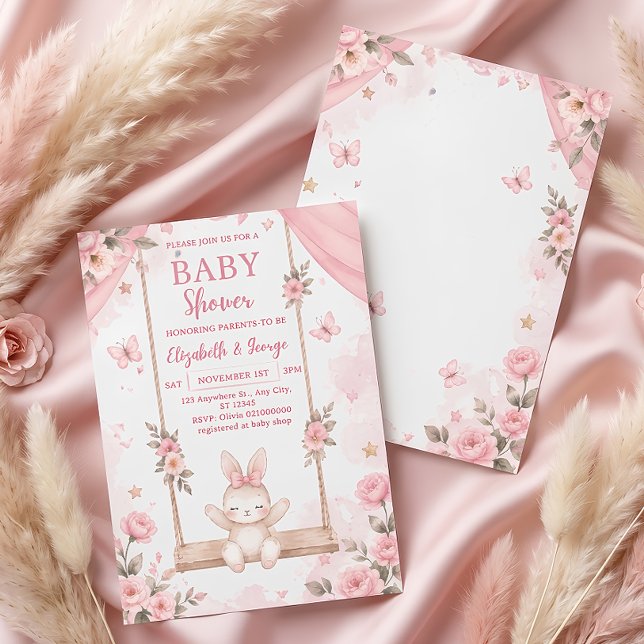Invitación de Cumpleaños de Conejo Boho Rosa para  (Subido por el creador)