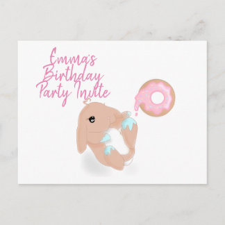 Invitación de cumpleaños de conejo de dibujos anim