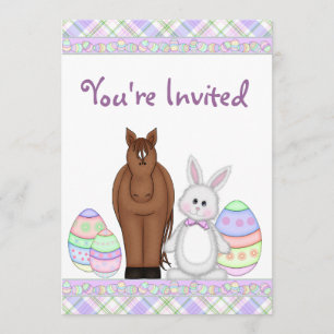 Invitación de cumpleaños de conejo de pascua y pas