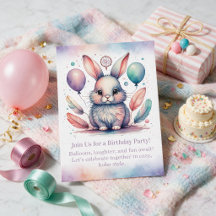 Invitación de cumpleaños de conejo lindo Boho del 