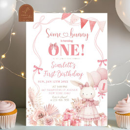 Invitación de cumpleaños de conejo rosado Coquette
