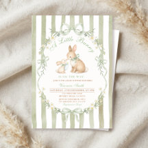 Invitación de Cumpleaños de Conejo Verde Salvia pa