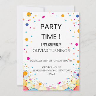 Invitación de cumpleaños de Confetti de color edit