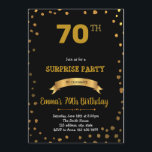 Invitación de cumpleaños de confetti negro y oro<br><div class="desc">Invitación de cumpleaños de confetti negro y oro</div>