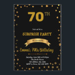 Invitación de cumpleaños de confetti negro y oro<br><div class="desc">Invitación de cumpleaños de confetti negro y oro</div>