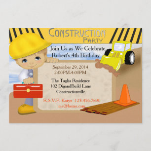 Invitación de cumpleaños de construcción