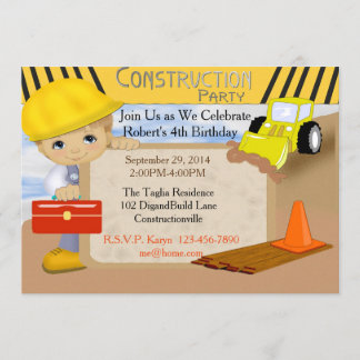 Invitación de cumpleaños de construcción