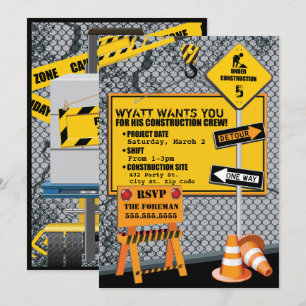 Invitación de cumpleaños de construcción