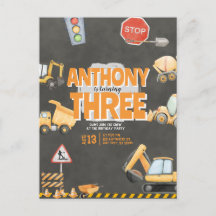 Invitación de cumpleaños de construcción