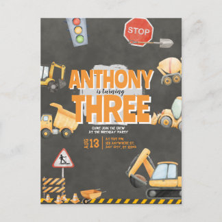 Invitación de Cumpleaños de Construcción