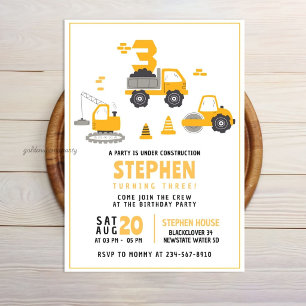 Invitación de cumpleaños de construcción