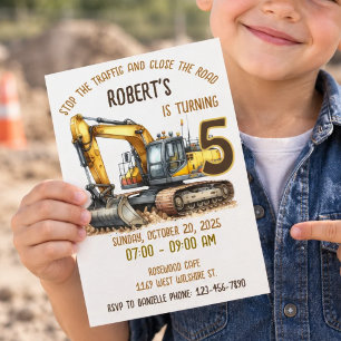 Invitación de cumpleaños de construcción