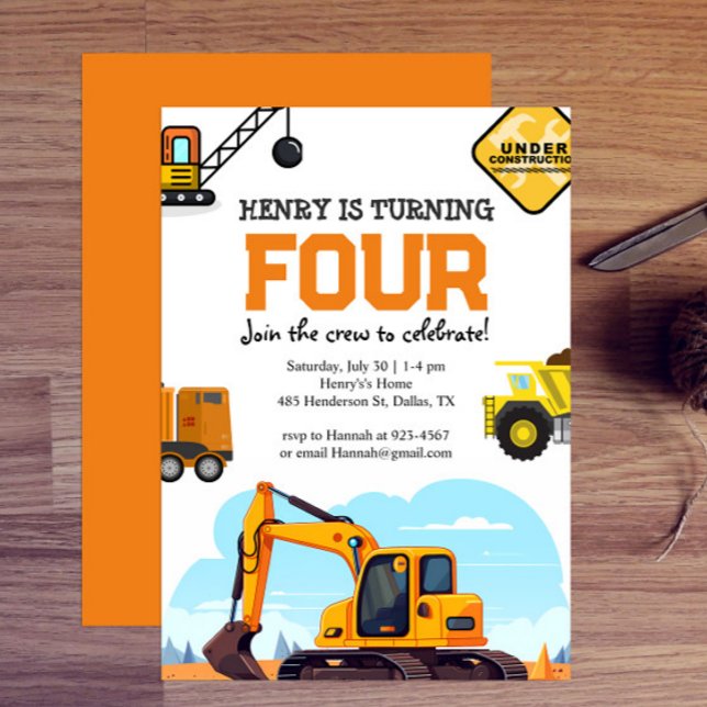 Invitación de cumpleaños de construcción (Subido por el creador)