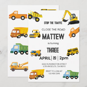 Invitación de cumpleaños de construcción