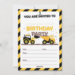 Invitación de cumpleaños de construcción.