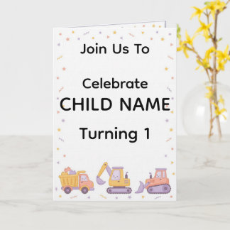 Invitación de cumpleaños de construcción | Camión 