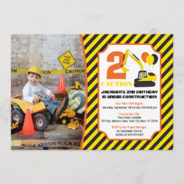 Invitación de cumpleaños de construcción con foto