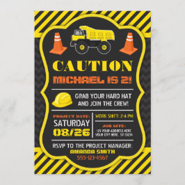 Invitación de cumpleaños de construcción con sobre